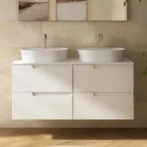 Meuble VIMA 120cm Blanc satin&eacute; 4 tiroirs + plan (vasque en option) - SALGAR R&eacute;f. 111814