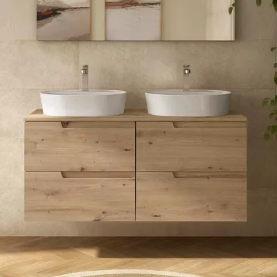 Meuble VIMA 120cm Ch�ne Montana 4 tiroirs + plan (vasque en option)  - SALGAR R�f. 117955