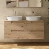 Meuble VIMA 120cm Ch&ecirc;ne Montana 4 tiroirs + plan (vasque en option)  - SALGAR R&eacute;f. 117955