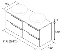 Meuble VIMA 120cm Ch&ecirc;ne Sienna 4 tiroirs + plan (vasque en option) - SALGAR R&eacute;f. 117967