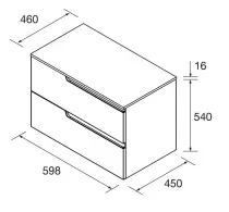 Meuble VIMA 60cm Blanc satin&eacute; 2 tiroirs + plan Ch&ecirc;ne Montana (vasque en option) - SALGAR R&eacute;f. 117948