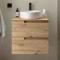 Meuble VIMA 60cm Ch&ecirc;ne Montana 2 tiroirs + plan (vasque en option)  - SALGAR R&eacute;f. 117952