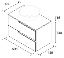 Meuble VIMA 60cm Noyer maya 2 tiroirs + plan (vasque en option)  - SALGAR R&eacute;f. 113504