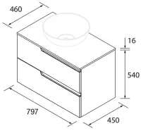 Meuble VIMA 80cm Blanc satin&eacute; 2 tiroirs + plan (vasque en option) - SALGAR R&eacute;f. 111807