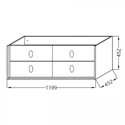 Meuble Vivienne 120cm pour plateau 4 tiroirs poign�es \ Bijou\  Noir mat / Laque  - Jacob Delafon R�f. EB1511LB2-TL-TL