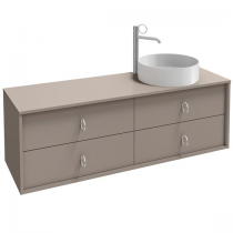 Meuble Vivienne 140cm pour vasque droite 4 tiroirs poignées \ Bijou\  Chromé / Laque  - Jacob Delafon Réf. EB1512RLB1-TL-TL