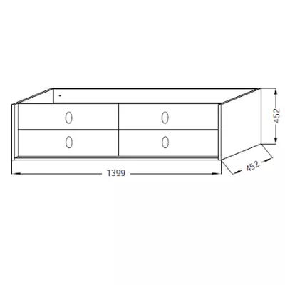 Meuble Vivienne 140cm pour vasque droite 4 tiroirs poign�es \ Bijou\  Laiton bross� / Laque - Jacob Delafon R�f. EB1512RLB3-TL-TL
