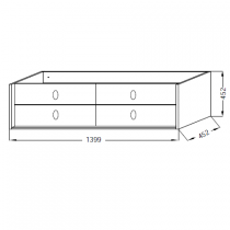 Meuble Vivienne 140cm pour vasque droite 4 tiroirs poignées \ Bijou\  Laiton brossé / Laque - Jacob Delafon Réf. EB1512RLB3-TL-TL