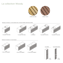 Meuble Woody 120cm 2 tiroirs Chêne brut naturel - Plan céram + vasque semi-encastrée à gauche - DECOTEC Réf. 1821632