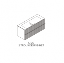 Meuble Woody 120cm 2 tiroirs placage chêne - Plan-vasque Solidsurface (1 ou 2 mitigeurs) - DECOTEC