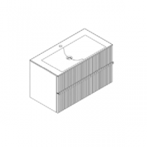 Meuble Woody 90cm 2 tiroirs Chêne brut naturel - Plan Solid Surface - DECOTEC Réf. 1821601