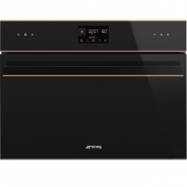 Micro-ondes combiné Dolce Stil Novo verre noir Eclipse / finition cuivre - SMEG Réf. SO4602M1NR