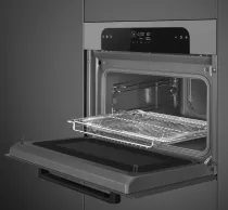 Micro-ondes combin&eacute; MUSA 45cm Vapor Clean Gris m&eacute;tal brillant - SMEG Elite R&eacute;f. SO4202M1S
