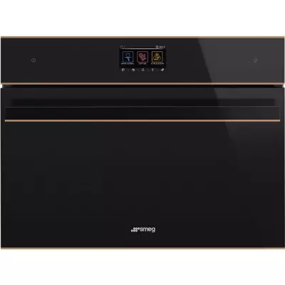 Micro-ondes combin� vapeur  Dolce Stil Novo verre noir Eclipse/ finition cuivre - SMEG R�f. SO4604M2PNR