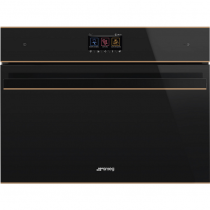 Micro-ondes combiné vapeur  Dolce Stil Novo verre noir Eclipse/ finition cuivre - SMEG Réf. SO4604M2PNR