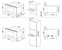 Micro-ondes gril encastrable Linéa 22l 850W Noir intense - SMEG Elite Réf. MP122B3