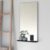 Miroir avec tablette décor bois L.35 x H.80 cm - DECOTEC Réf. 1145223