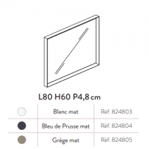 Miroir cadre EREBOR 80 cm Bleu de prusse Mat - AQUARINE Réf. 824804