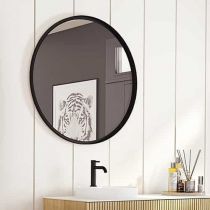 Miroir Essentiel rond Ø80cm Noir mat - DECOTEC Réf. 1746701
