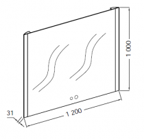 Miroir LED 120x100cm percé 2 trous pour mitigeur - JACOB DELAFON Réf. EB1676-NF