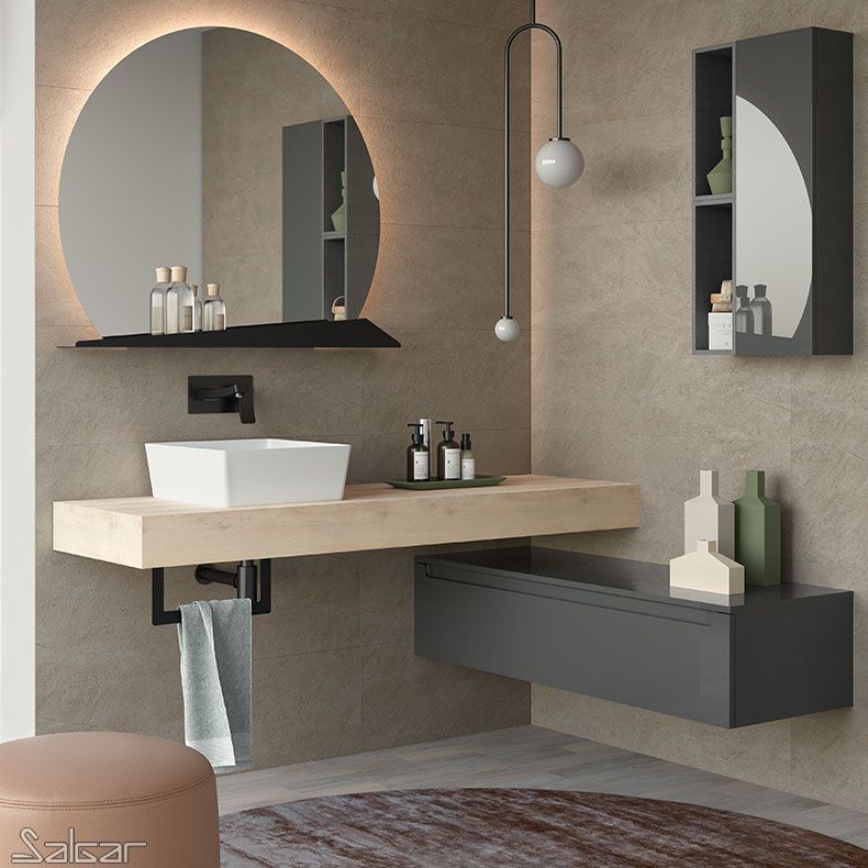 Miroir lumineux LED avec étagère GoodHome Adriska