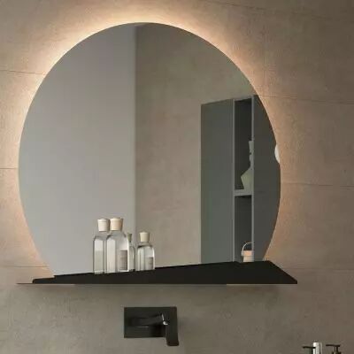 Miroir led 4,8W SUNRISE �80cm avec �tag�re Noire - SALGAR (86287+91113)