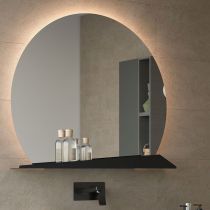 Miroir led 4,8W SUNRISE Ø80cm avec étagère Noire - SALGAR (86287+91113)