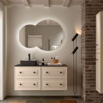 Miroir led 9W BECKET 80x79cm avec étagère & applique Noire - SALGAR Réf. 103355