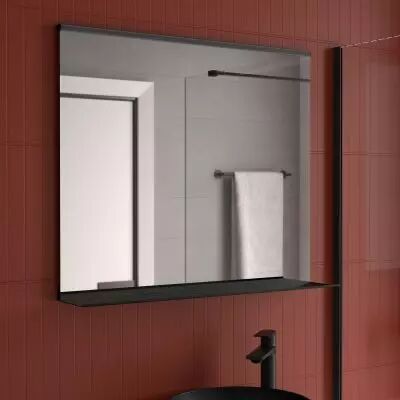 Miroir led 9W ROMA 80x79cm avec �tag�re & applique Noire - SALGAR R�f. 105600
