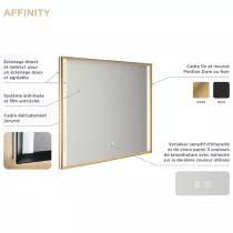 Miroir led AFFINITY 60x80cm 35,2W avec anti-bu&eacute;e / Cadre dor&eacute; - DECOTEC R&eacute;f. 1747302