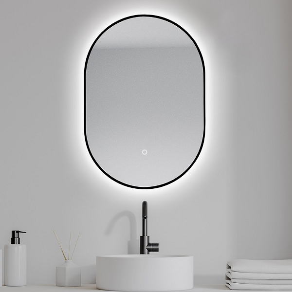 Miroir led Falbala 60x85cm avec antibuée contour Noir mat - O'DESIGN Réf.  FALBALANM