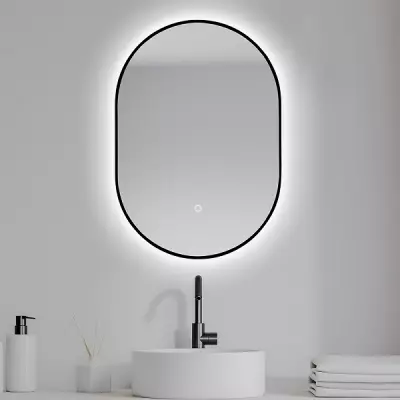 Miroir led Falbala 60x85cm avec antibu�e contour Noir mat - O\'DESIGN R�f. FALBALANM