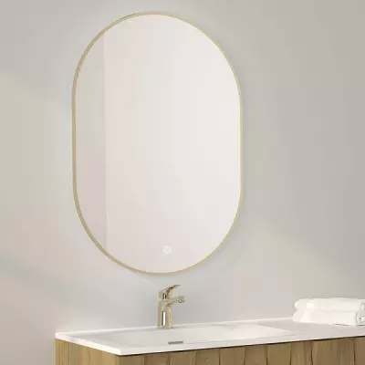Miroir led Falbala 60x85cm avec antibu�e contour Or bross� - O\'DESIGN R�f. FALBALAOB