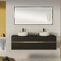 Miroir led Narcisse 150x60cm 38,4W avec anti-buée / Cadre noir - DECOTEC Réf. 1746542