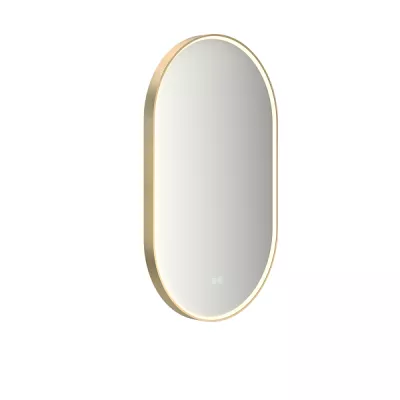 Miroir led PROMESS oblong 55x90cm 20W avec anti-bu�e / Cadre dor� - DECOTEC R�f. 1747283