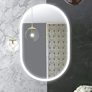 Miroir Oblong+ 80x65cm (horizontal ou vertical) avec �clairage LED 26W cadre Blanc - SANIJURA R�f. 905080