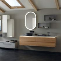 Miroir Oblong+ 80x65cm (horizontal ou vertical) avec éclairage LED 26W cadre Blanc - SANIJURA Réf. 905080