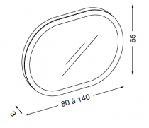 Miroir Oblong+ 80x65cm cadre Blanc - SANIJURA Réf. 905080