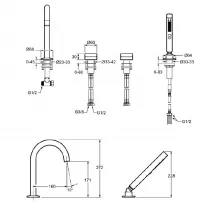 Mitigeur bain-douche sur plage 4 trous Chrome - JACOB DELAFON R&eacute;f. E39572-4-CP