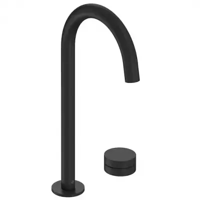 Mitigeur bec tube haut Grands Boulevards avec poign�e \ caresse\  Noir mat - JACOB DELAFON R�f. CE25388-SC-BL