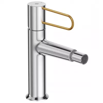 Mitigeur bidet Od�on Rive-gauche Chrom� / levier dor� - JACOB DELAFON R�f. E21033-GLD-CP