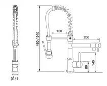 Mitigeur évier Big Boss avec douchette H46cm Chromé - OZE Réf. BB46