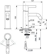 Mitigeur lavabo chrome - Ideal Standard Réf. BC776AA