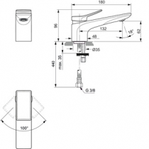 Mitigeur lavabo Conca sans vidage Gris magnétique - Ideal Standard Réf. BC754A5