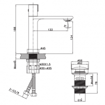 Mitigeur lavabo Figaro Nickel brossé (avec vidage clic-clac)  - O\'DESIGN Réf. FIG11NB-P