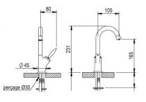 Mitigeur lavabo Flamme Chromé brillant - DECOTEC Réf. 143000100124