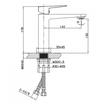 Mitigeur lavabo Grafik Cuivre brossé - O\'DESIGN Réf. GRAF11CB