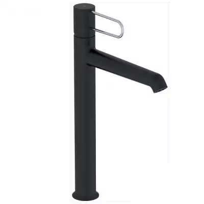 Mitigeur lavabo haut Od�on Rive gauche avec vidage Noir / levier Chrom� - JACOB DELAFON R�f. E21030-CP-BL