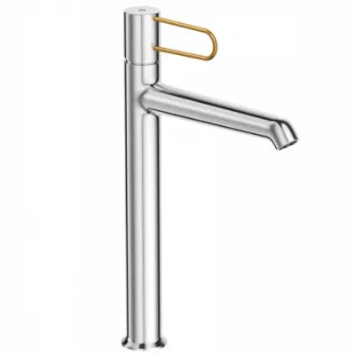 Mitigeur lavabo haut Od�on Rive gauche sans vidage Chrom� / levier dor� - JACOB DELAFON R�f. E21031-GLD-CP