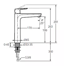 Mitigeur lavabo July+ L sans vidage Chromé - JACOB DELAFON Réf. E35666-4ND-CP